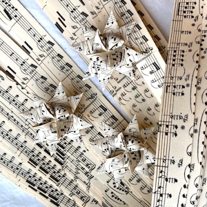 Music, Vintage Froebel Moravian German Star Paper Origami Ornaments Artsy DIY Weaving Craft Projects 50 Strips image 1