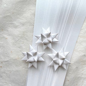 Shimmer Pearl Froebel Moravian German Star Paper Origami Ornaments Traditional DIY Weaving Craft Projects 50 Strips image 1