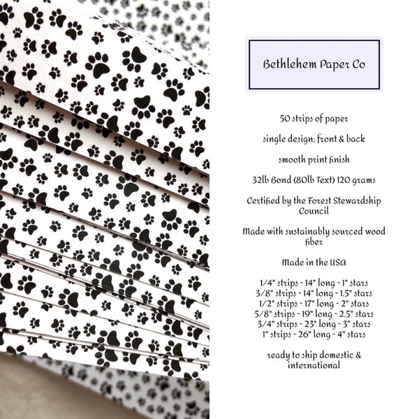 Paw Prints~ Froebel Moravian German Star Paper Origami Ornaments Animal Prints DIY Weaving Craft Projects (50 Strips)