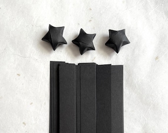 Eclipse d'étoiles porte-bonheur ~ (100) bandes de papier Origami noir Étoiles gonflées à faire soi-même Projets créatifs