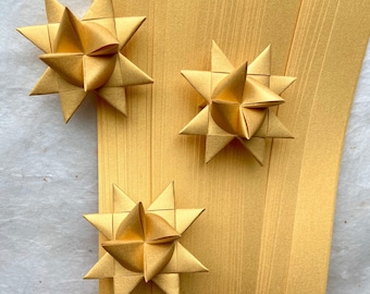 Shimmer Warm Gold~ Froebel Star Origami Paper (50 Strips)