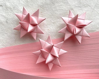 Shimmer Pink~ Froebel Moravian German Star Paper Origami Ornaments Valentine DIY Weaving Craft Projects (50 Strips)