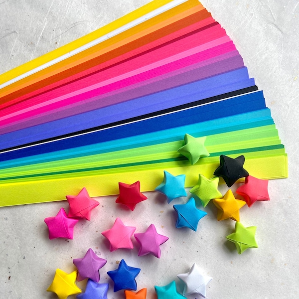 Lucky Star Rainbow~ (150) Paper Strips Origami Colorful DIY Puffy Stars Craft Projects