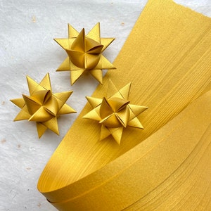 Shimmer Gold, Fine Froebel Moravian German Star Paper Origami Ornaments Classic DIY Weaving Craft Projects 50 strips image 1