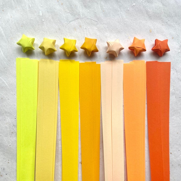 Lucky Star Oranges & Yellows~ (105) Paper Strips Origami Colorful DIY Puffy Stars Craft Projects