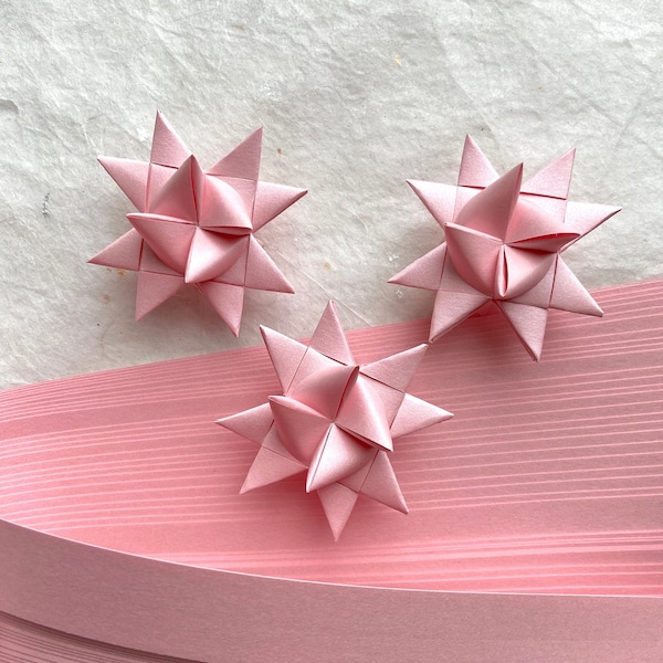 Shimmer Pink~ Froebel Moravian German Star Paper Origami Ornaments Valentine DIY Weaving Craft Projects (50 Strips)