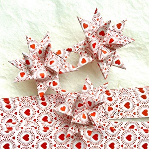 Hearts, Dots~ Froebel Moravian German Star Paper Strips Origami Ornaments Valentine's DIY Weaving Craft Projects (50 Strips)