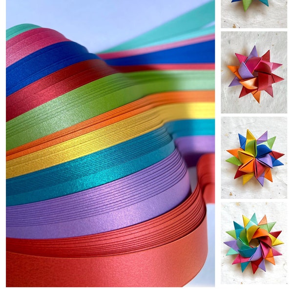 Metallics~ Froebel Star Paper Froebel Moravian German Star Paper Origami Ornaments Colorful Shimmer DIY Weaving Craft Projects