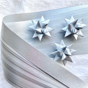 Shimmer Silver Froebel Moravian German Star Paper Origami Ornaments Classic DIY Weaving Craft Projects 50 Strips image 1