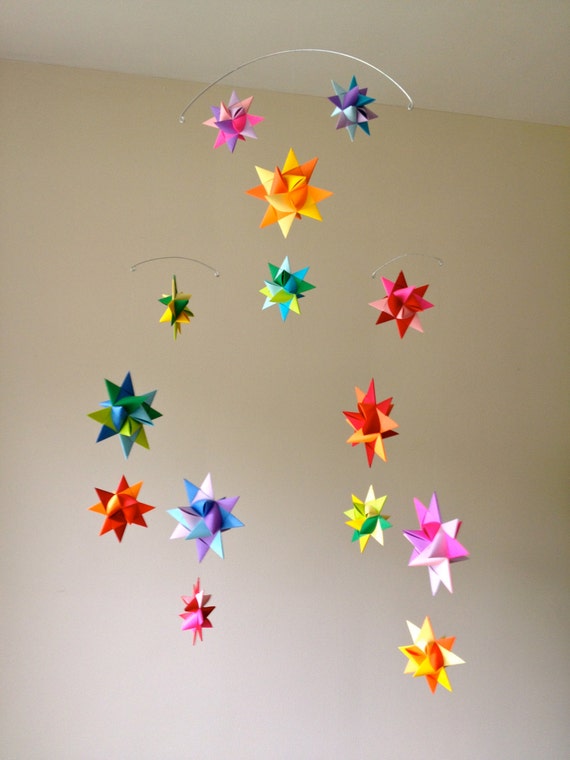 Hanging Nursery Origami Star Mobile Vela Rainbow