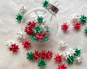 Glass Filled Ornament ~Christmas Red, Green, & White (2.5 inch)