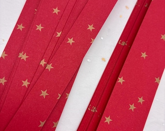 Red w/ Gold Stars Paper Strips~ DIY Origami Stars (60 count)