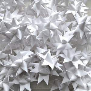 100 Paper Ornament Stars Home Decor Bright White image 5