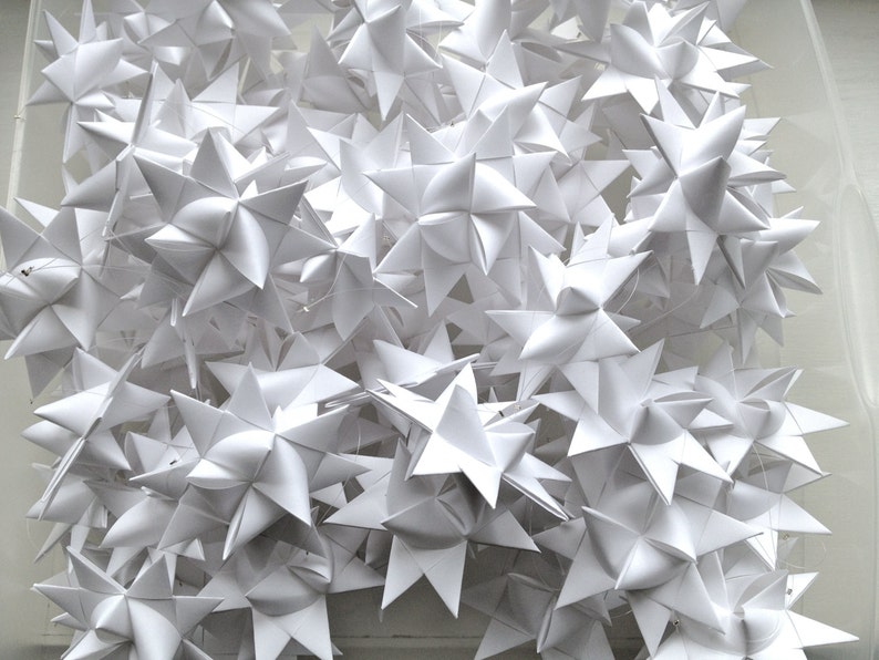100 Paper Ornament Stars Home Decor Bright White image 5