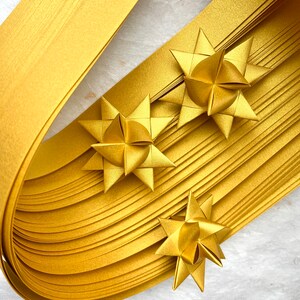 Shimmer Gold, Fine Froebel Moravian German Star Paper Origami Ornaments Classic DIY Weaving Craft Projects 50 strips image 7