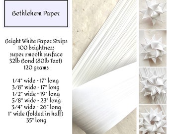 Bright White~ Froebel Moravian German Star Paper Strips Origami Ornaments Original Classic DIY Weaving Craft Projects