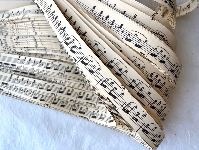 Music, Vintage Froebel Moravian German Star Paper Origami Ornaments Artsy DIY Weaving Craft Projects 50 Strips image 3