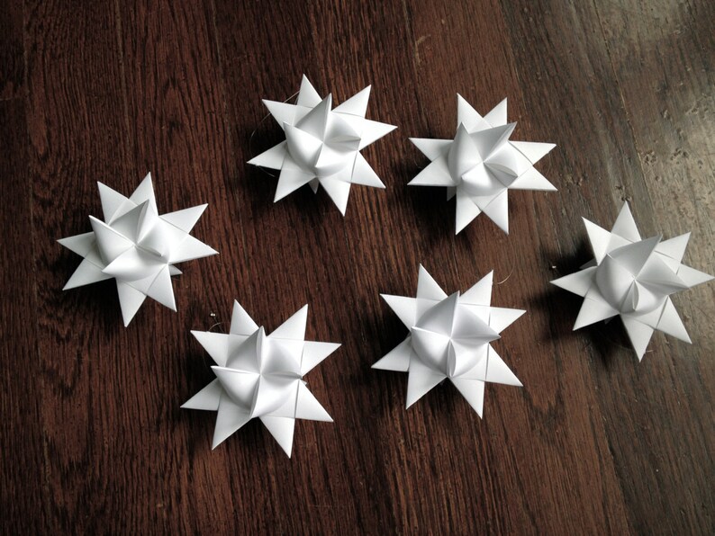 100 Paper Ornament Stars Home Decor Bright White image 4