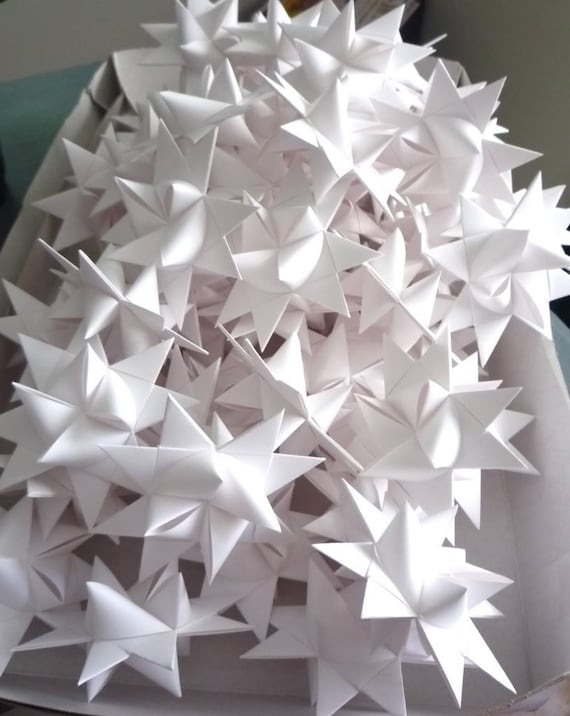 100 Paper Ornament Stars Home Decor 3 Inch Bright White | Etsy