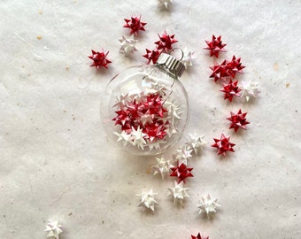 Glass Filled Ornament ~Shimmer Red & White (2.5 inch)