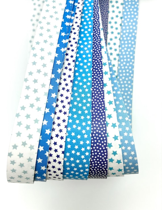 Blue Stars~ Froebel Star Paper DIY Origami Weaving Craft (56 Strips)