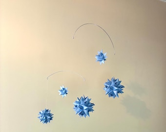Origami Paper Stars Mobile ~Shimmer Blue
