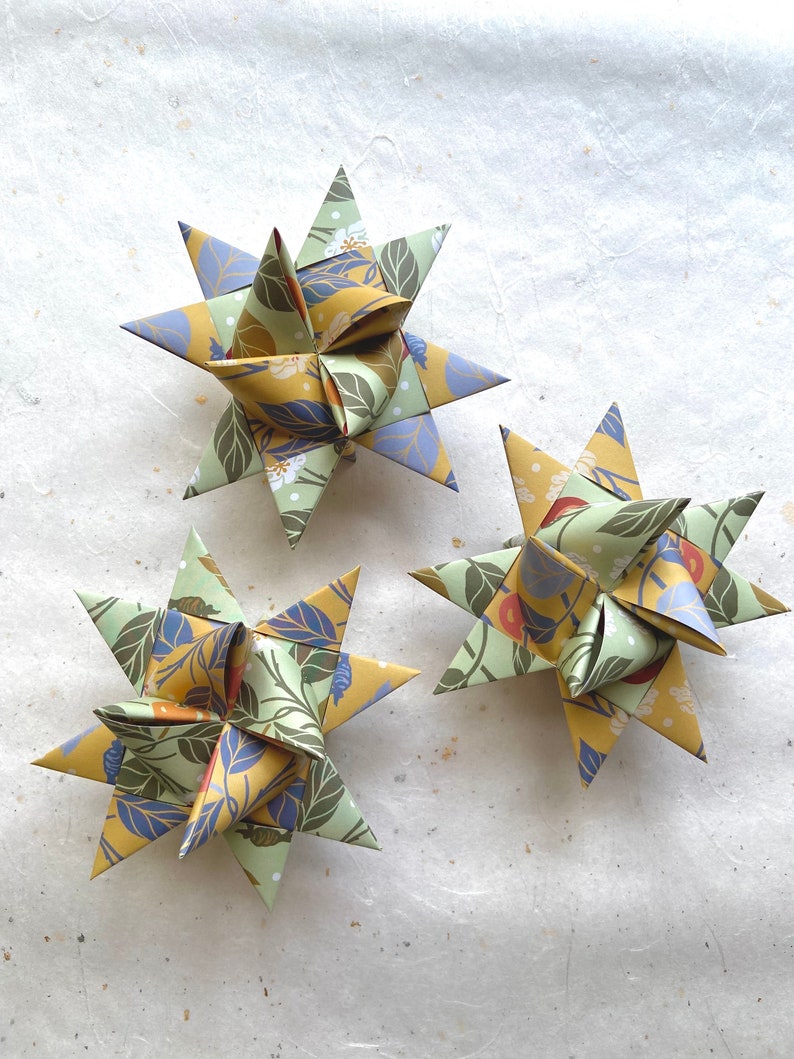 Strawberries & Cherries Froebel Moravian German Star Paper Origami Ornaments DIY Weaving Craft Projects 48 Strips image 5