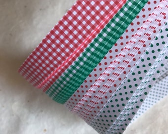 Dots & Gingham; Red Green~ Froebel Star Paper (50 strips)