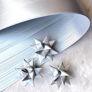 Shimmer Silver Froebel Moravian German Star Paper Origami Ornaments Classic DIY Weaving Craft Projects 50 Strips image 7