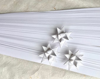 2 DOLLAR PACKS~ Bright White~ Froebel Moravian German Star Paper Strips Origami Ornaments Original Classic DIY Weaving Craft Projects