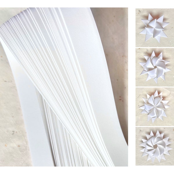 Bright White~ Froebel Moravian German Star Paper Strips Origami Ornaments Original Classic DIY Weaving Craft Projects