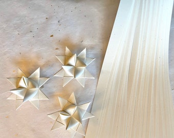 Speckletone~ Froebel Moravian German Star Paper Origami Ornaments Cream Ecru Off White DIY Weaving Craft Projects (50 Strips)