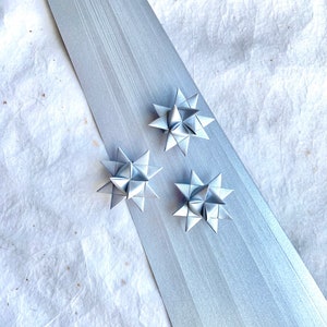 Shimmer Silver Froebel Moravian German Star Paper Origami Ornaments Classic DIY Weaving Craft Projects 50 Strips image 4