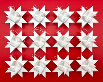 Moravian Paper Star Ornaments ~Bright White (You Choose Color & Size)