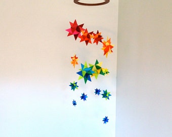 Colorful Mobile Hanging Origami Stars ~Rainbow Colors