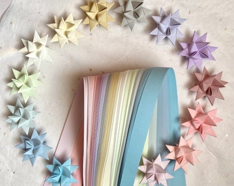 Pastels~ Froebel Moravian German Star Paper Origami Ornaments Colorful DIY Weaving Craft Projects