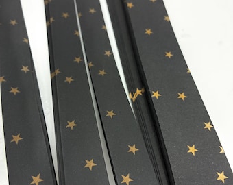 Black w/ Gold Stars Paper Strips~ DIY Origami Stars (60 count)