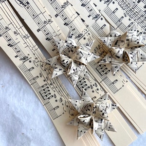 Music, Vintage Froebel Moravian German Star Paper Origami Ornaments Artsy DIY Weaving Craft Projects 50 Strips image 4