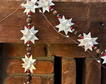 Froebel Paper Star Garland ~2" Pearl Stars