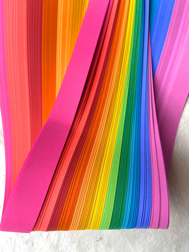 Rainbow Froebel Moravian German Star Paper Strips Origami Ornaments Colorful DIY Weaving Quilling Craft Projects image 2