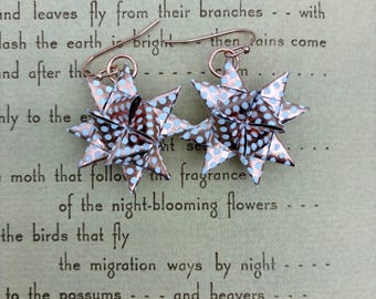 Copper w White Dots~ Paper Star Earrings (1 inch)