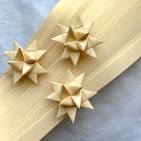 Shimmer Gold, Light~ Froebel Moravian German Star Paper Origami Ornaments Shimmery DIY Weaving Craft Projects (50 Strips)