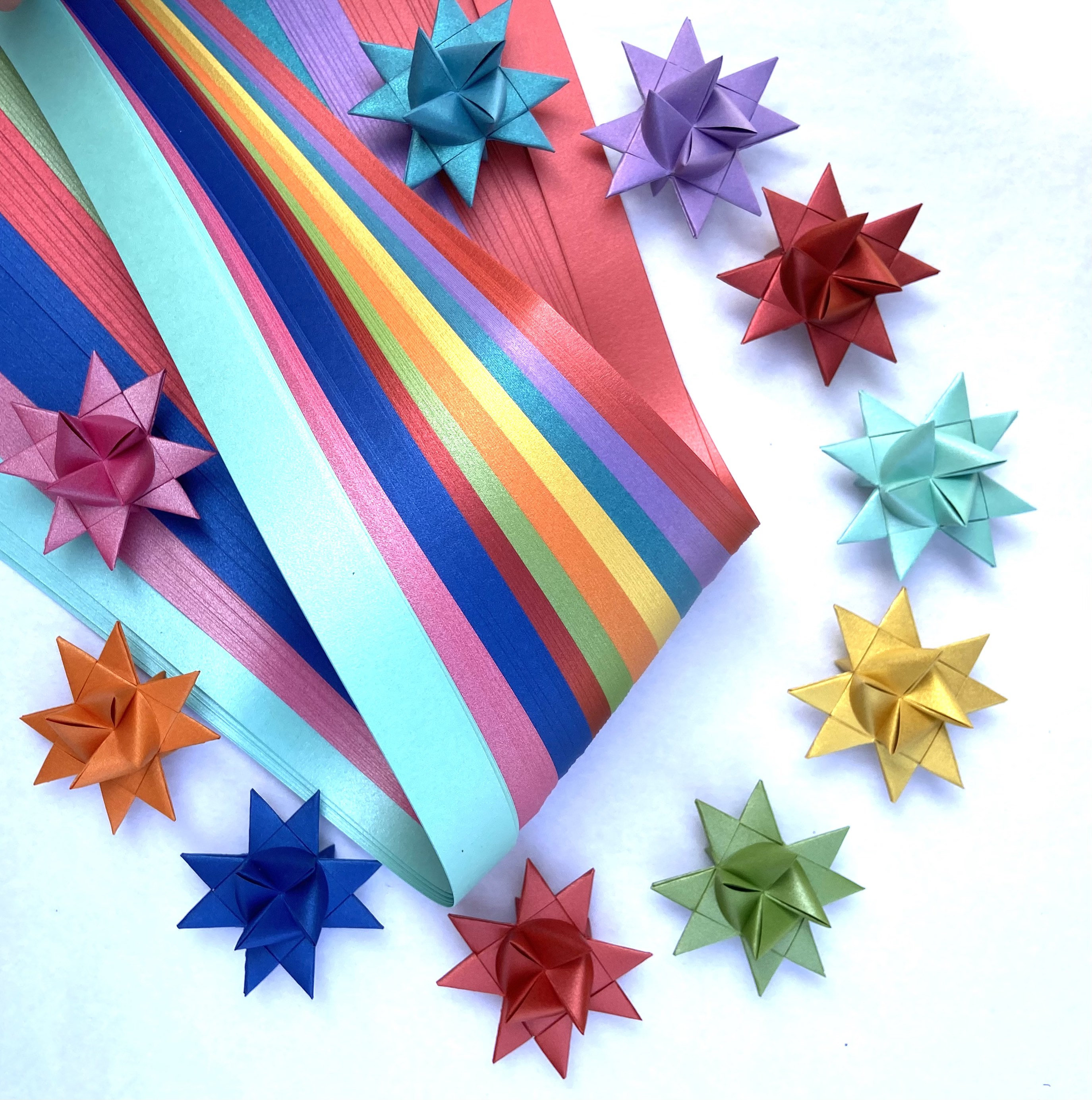Assorted Shimmers~ Moravian German Froebel Star Paper (108 strips)
