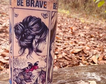 Gorgeous Ready to Ship Glitter Tumbler Inspiring Ladies 20 oz Be Brave by Crazy Goat Company Gift