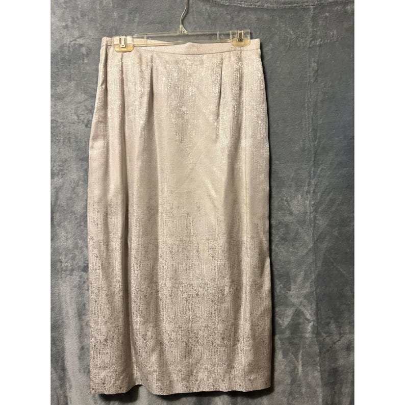 Adrianna Papell Silk Bamboo Embroidered Jacket Skirt Suit Set Size 8 image 7