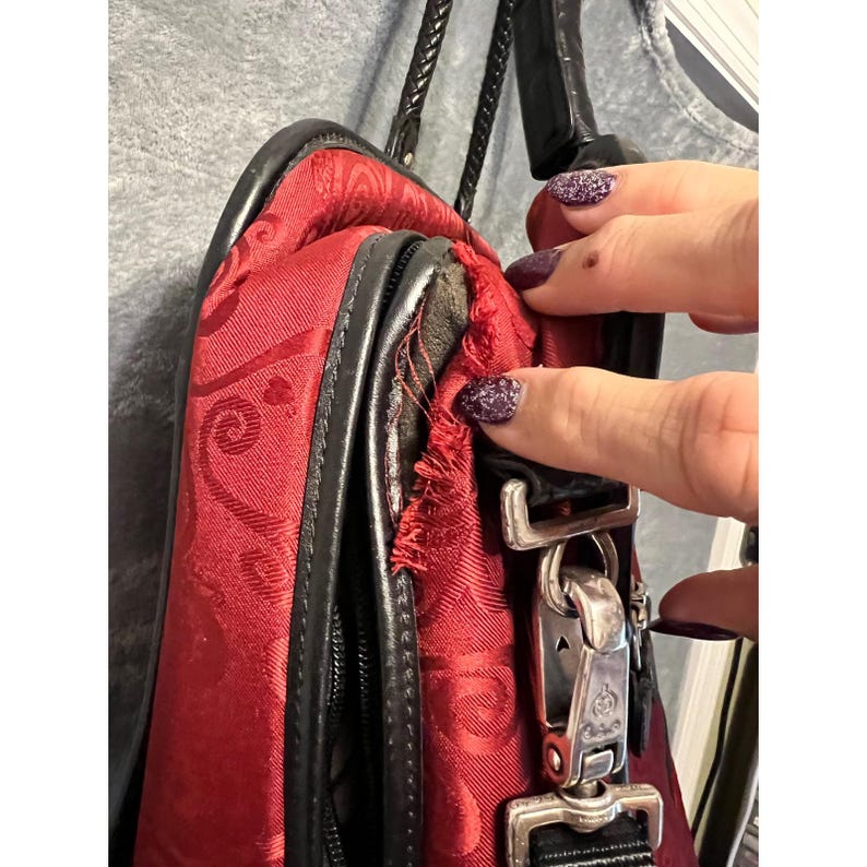 Retired Brighton Red Black Croc Print Laptop Travel Bag Weekender Carryall image 6