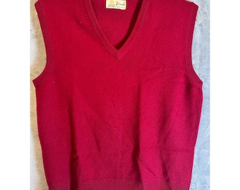 Pringle of Scotland M Red Cashmere Sweater Vest Men's Made in Scotland 40x25