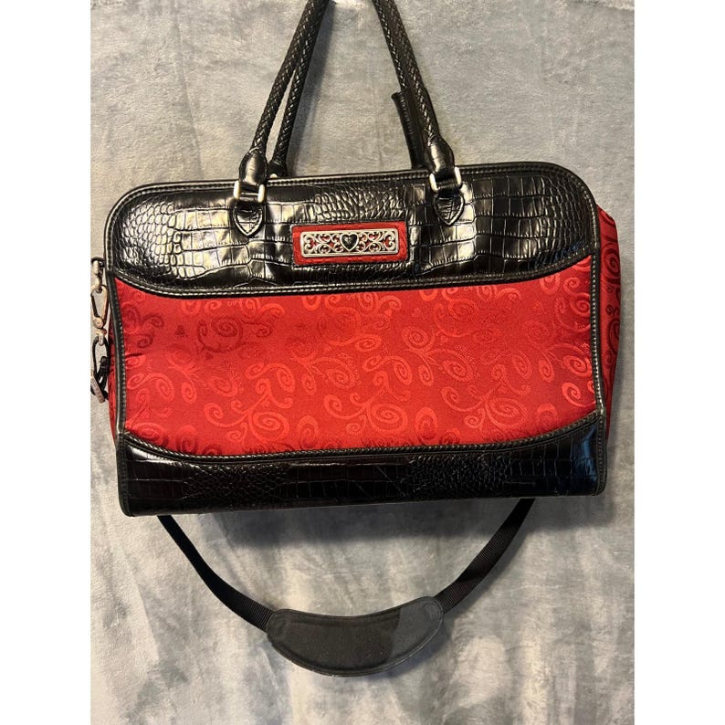 Retired Brighton Red Black Croc Print Laptop Travel Bag Weekender Carryall image 1