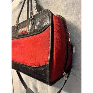 Retired Brighton Red Black Croc Print Laptop Travel Bag Weekender Carryall image 4