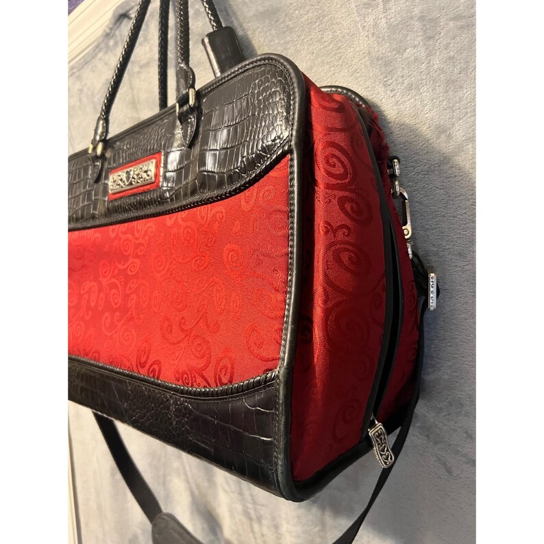 Retired Brighton Red Black Croc Print Laptop Travel Bag Weekender Carryall image 4
